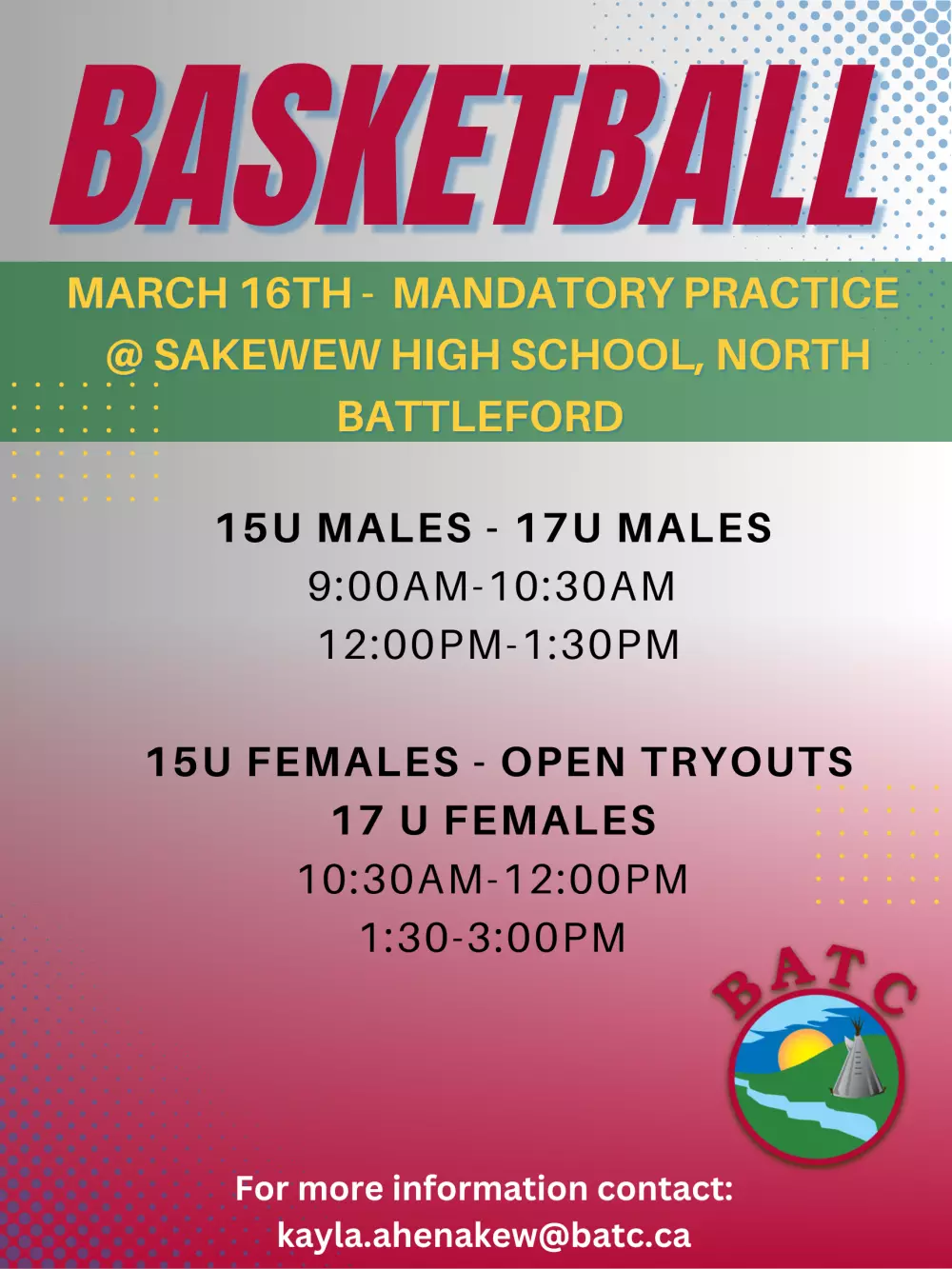 Team BATC Basketball MANDATORY Practice
