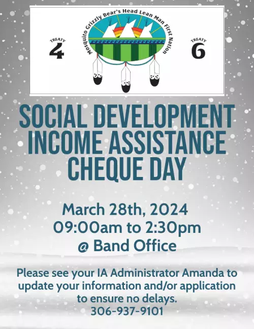 Mosquito Social Development Income Assistance Cheque Day