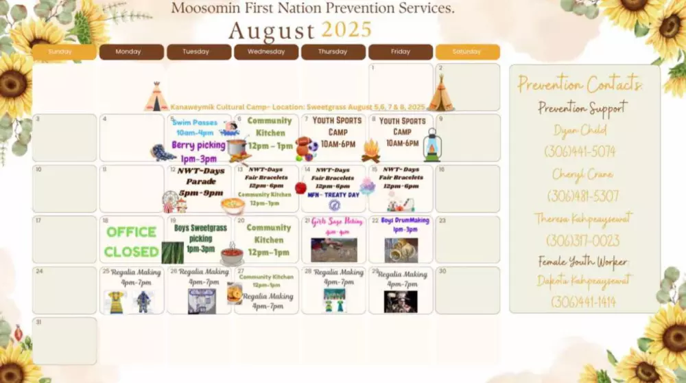 Moosomin August Events Calendar [Subject to changes]